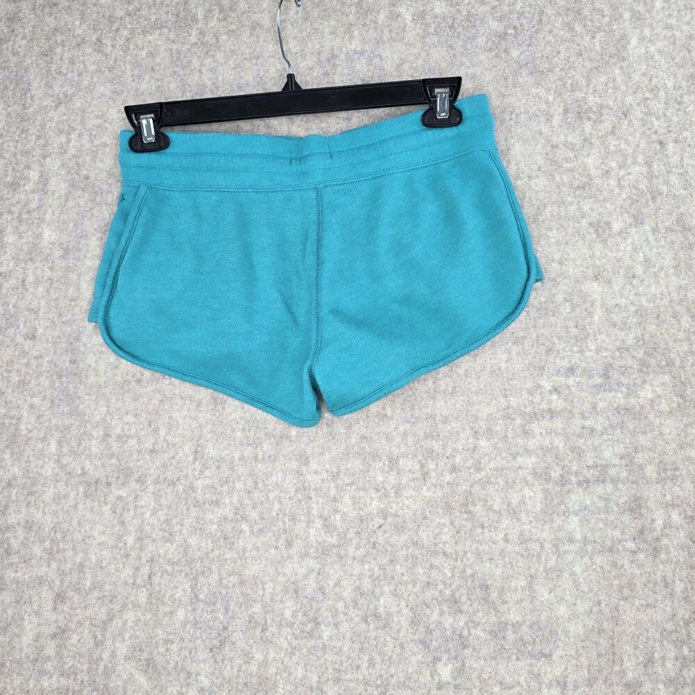 Teal Womens Athletic Drawstring Shorts Fleece Cotton Blend Casual Relaxed Fit - Picture 2 of 7